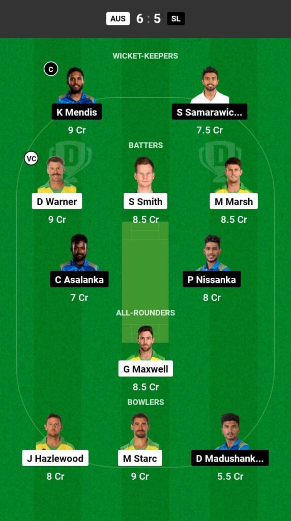 AUS vs SL Dream11 Prediction