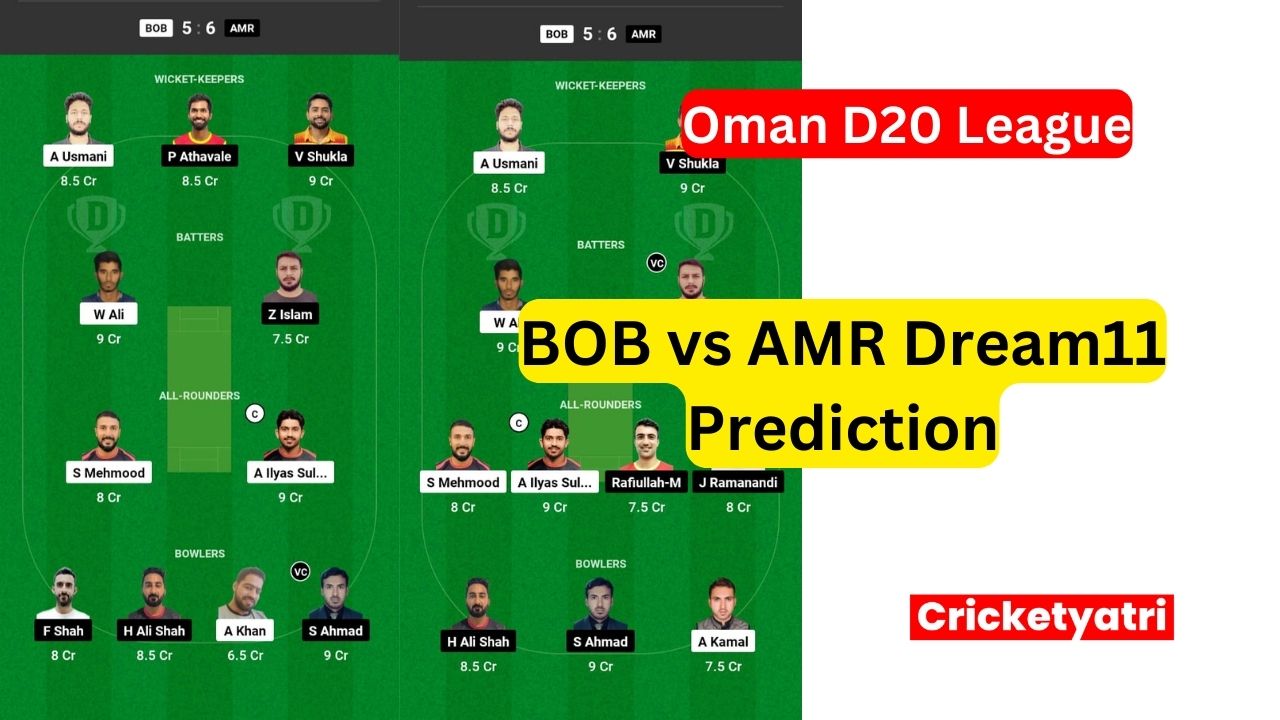 BOB vs AMR Dream11 Prediction