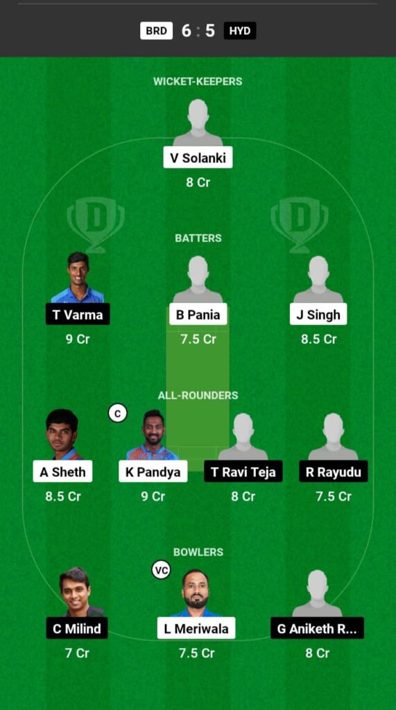 BRD vs HYD Dream11