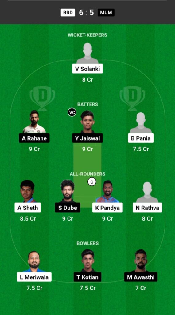 BRD vs MUM Dream11