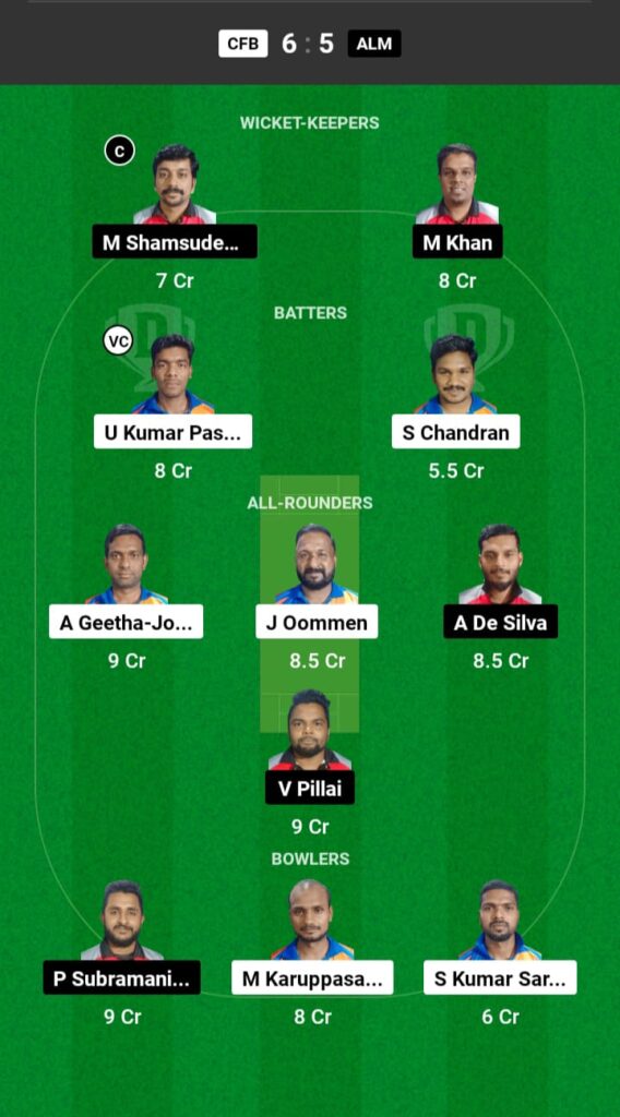 CFB vs ALM Dream11