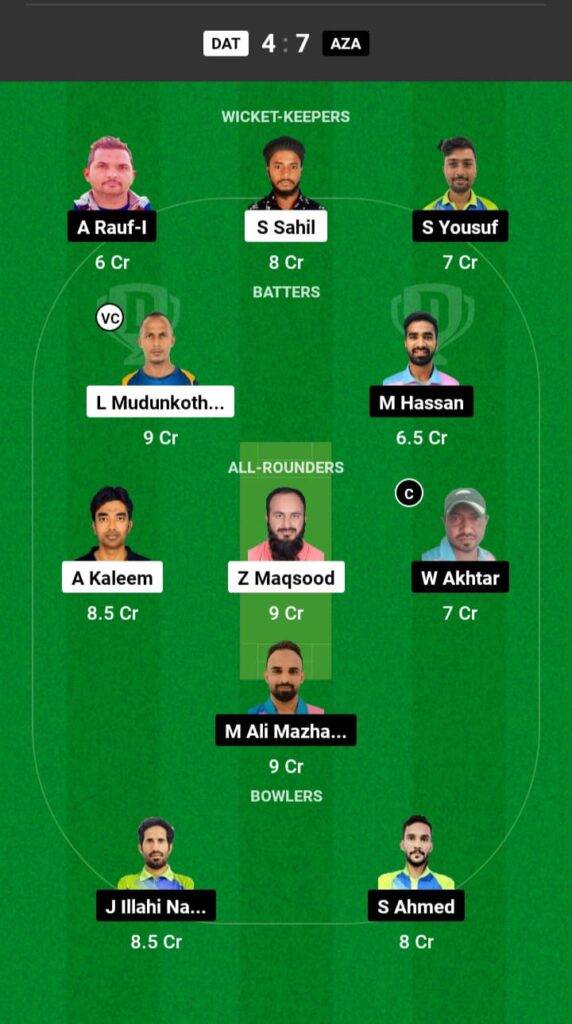 DAT vs AZA Dream11