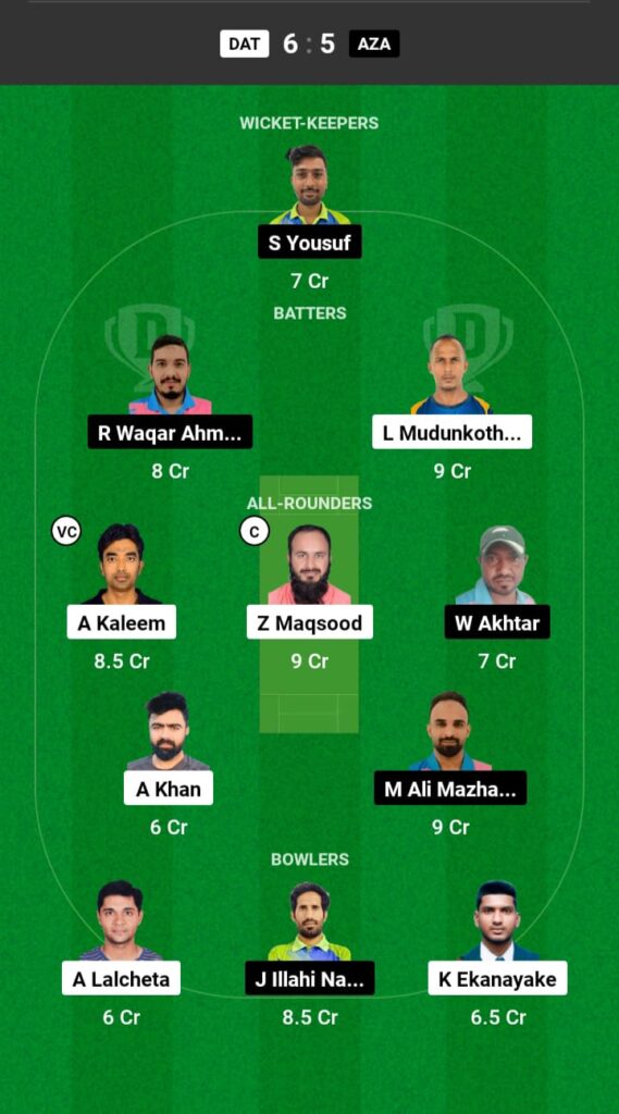 DAT vs AZA Dream11