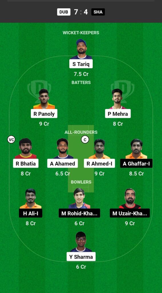 DUB vs SHA Dream11