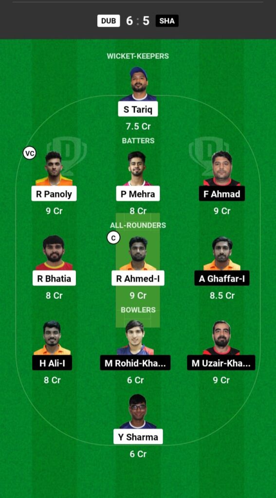 DUB vs SHA Dream11