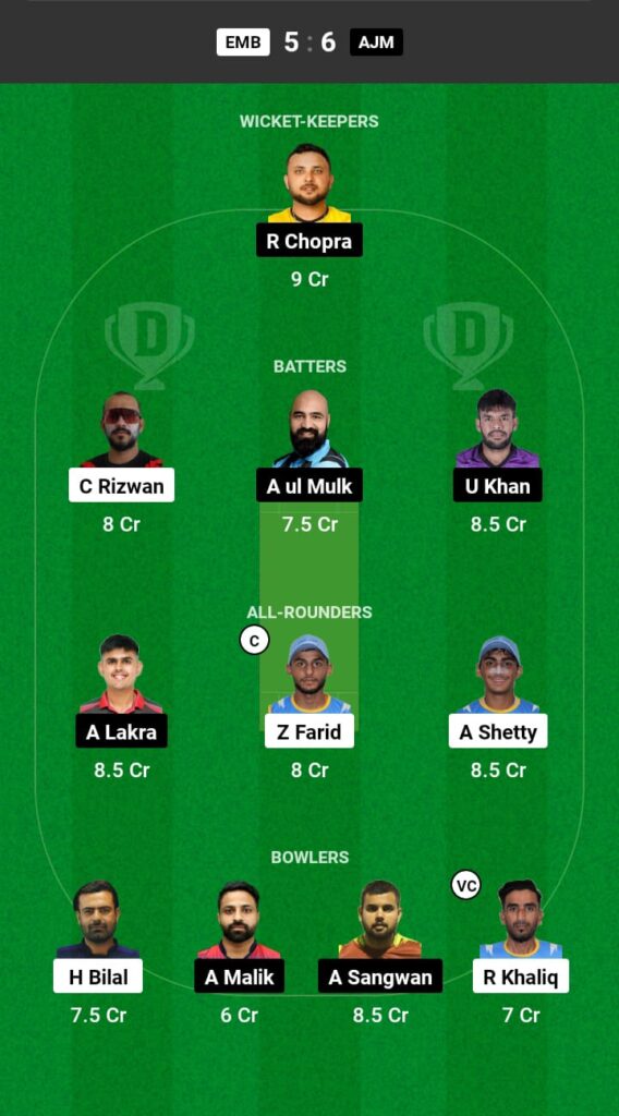 EMB vs AJM Dream11