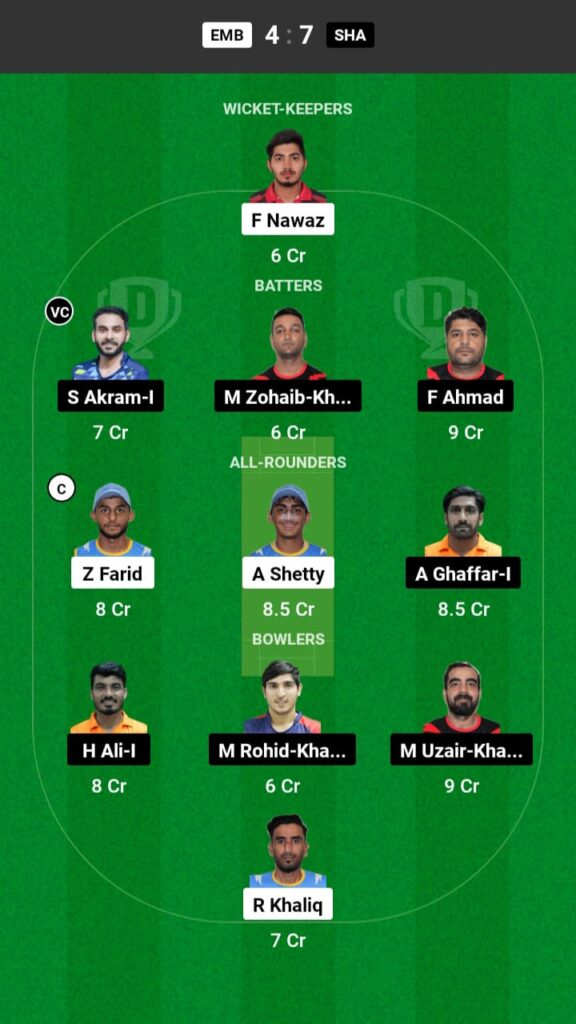 EMB vs SHA Dream11