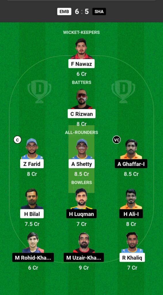 EMB vs SHA Dream11