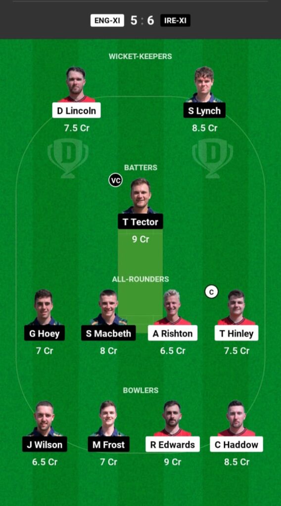 ENG-11 vs IRE-11 Dream11