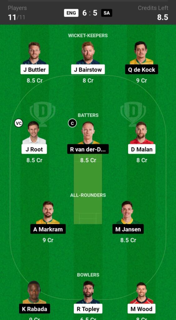 ENG vs RSA Dream11