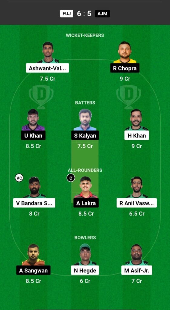 FUJ vs AJM Dream11