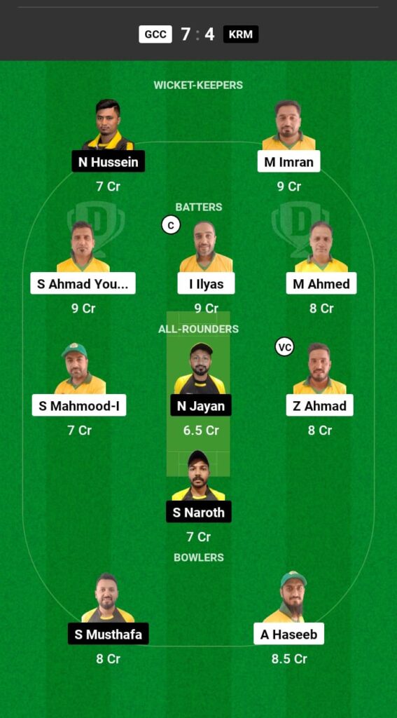 GCC vs KRM Dream11