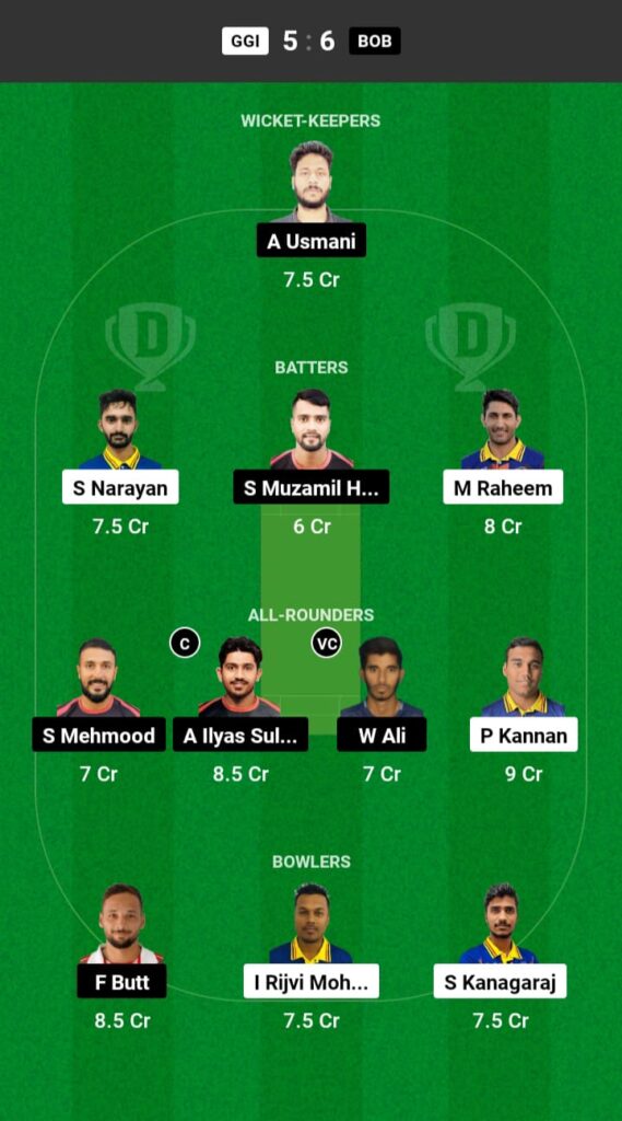 GGI vs BOB Dream11