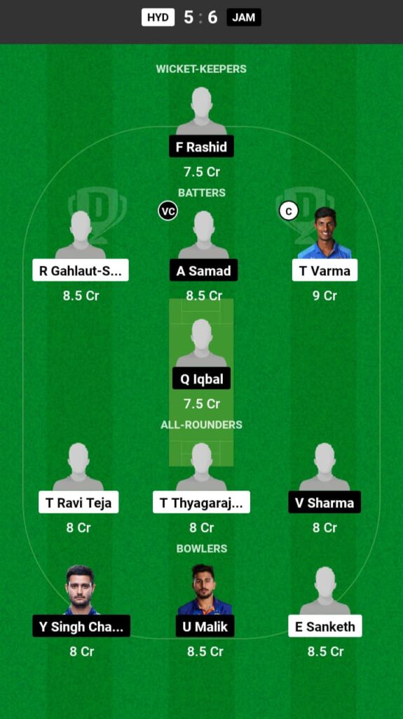 HYD vs JAM Dream11