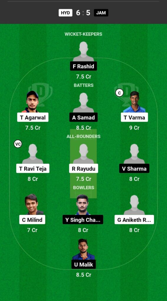 HYD vs JAM Dream11