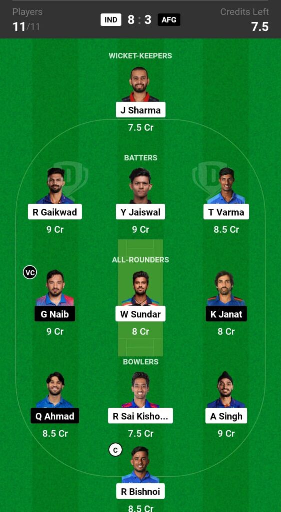 IND vs AFG Dream11