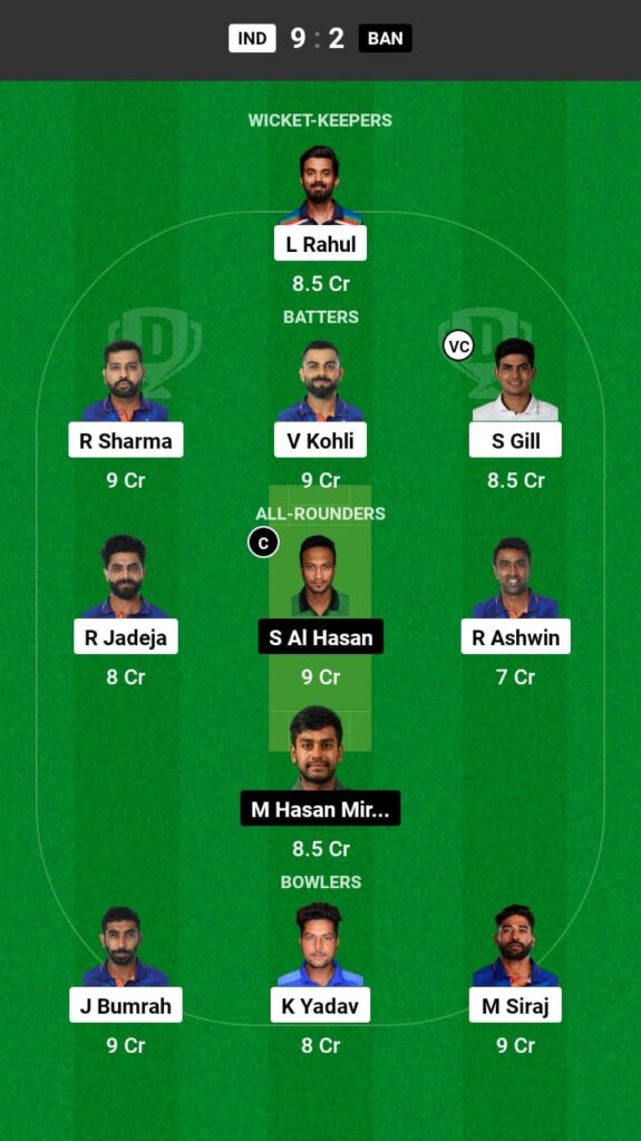 IND vs BAN Dream11