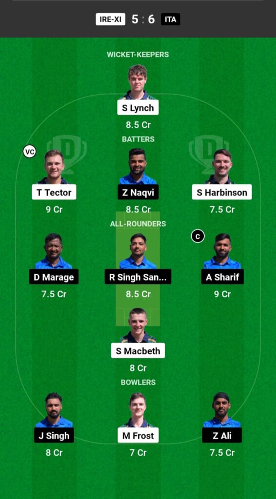 IRE-11 vs ITA Dream11