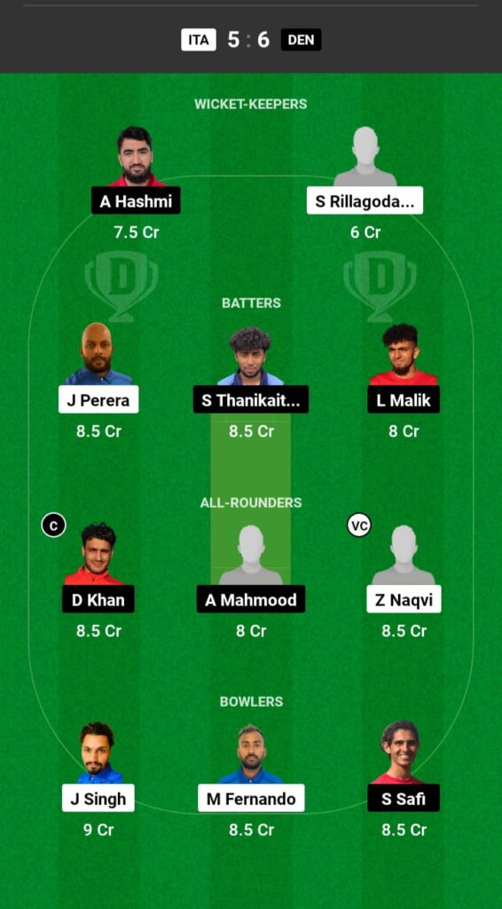 ITA vs DEN Dream11