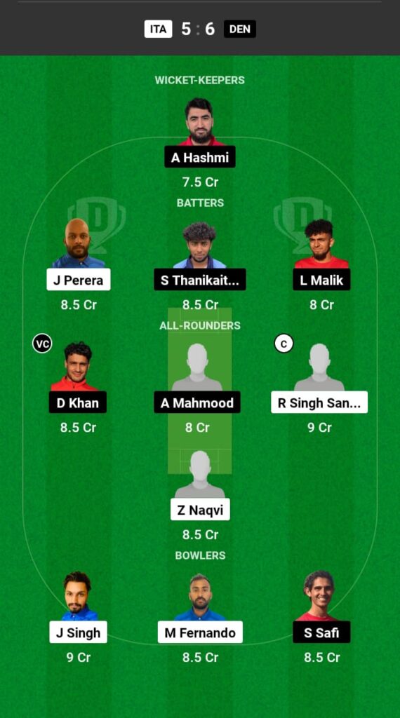 ITA vs DEN Dream11