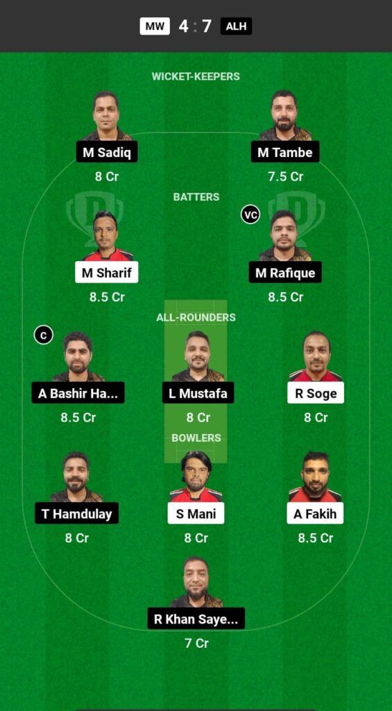 MW vs ALH Dream11