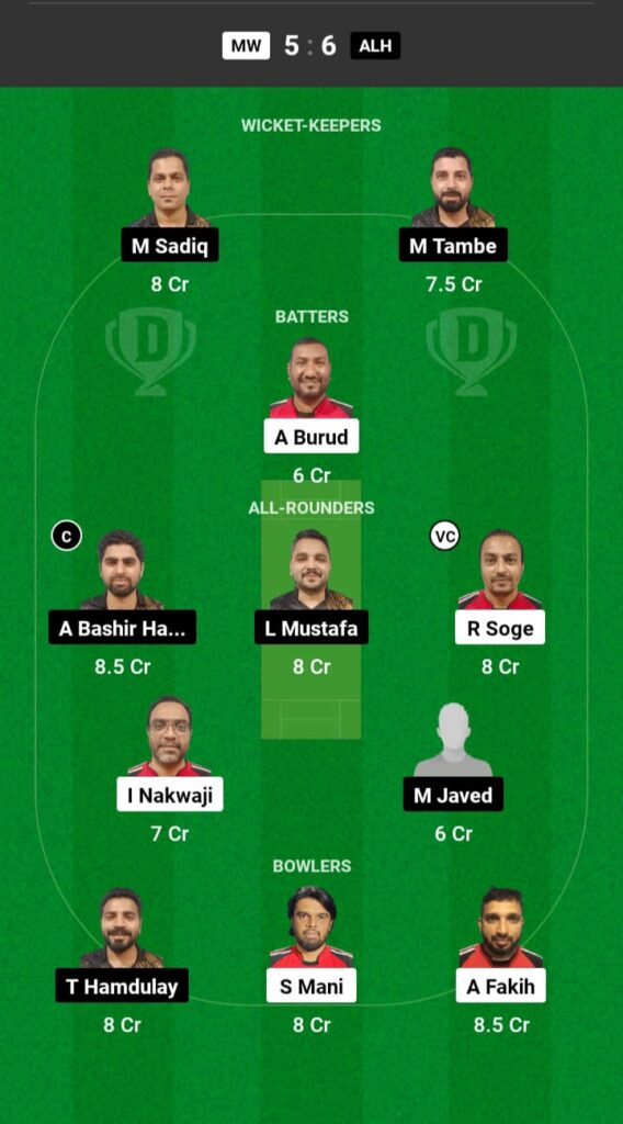 MW vs ALH Dream11