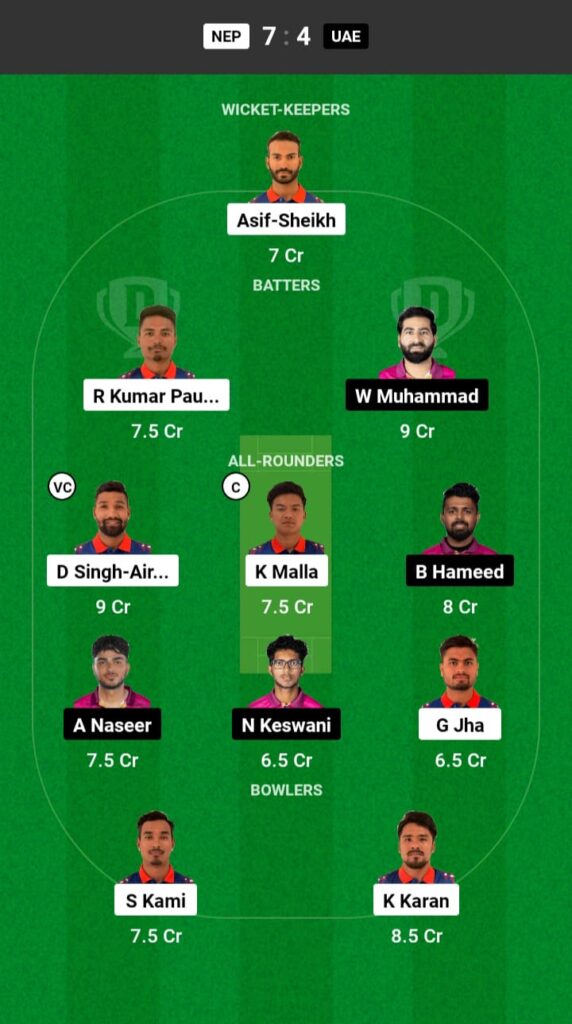 NEP vs UAE Dream11