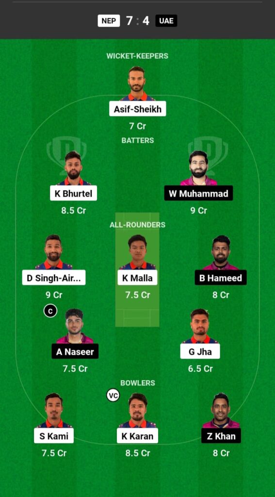 NEP vs UAE Dream11