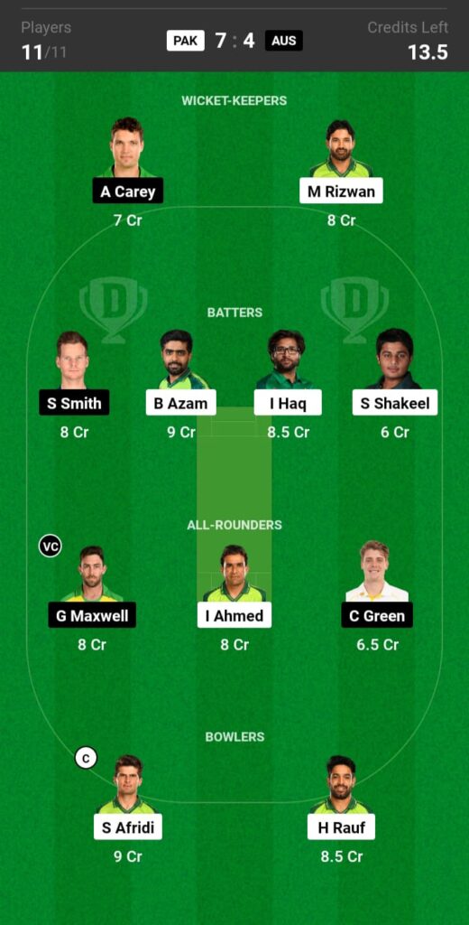 PAK vs AUS Dream11