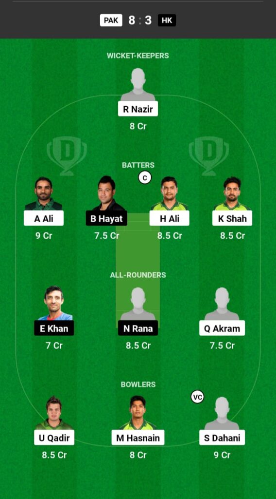 PAK vs HK Dream11