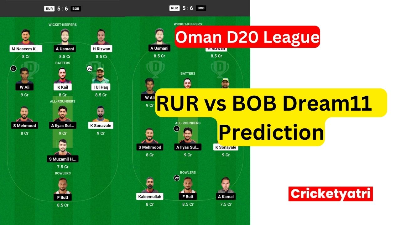 RUR vs BOB Dream11