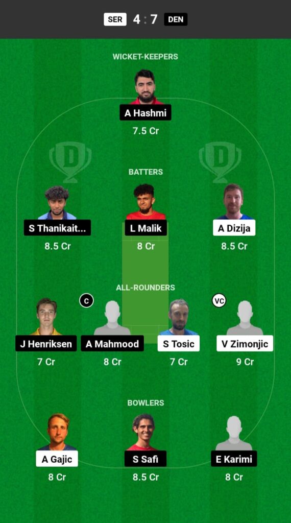 SER vs DEN Dream11