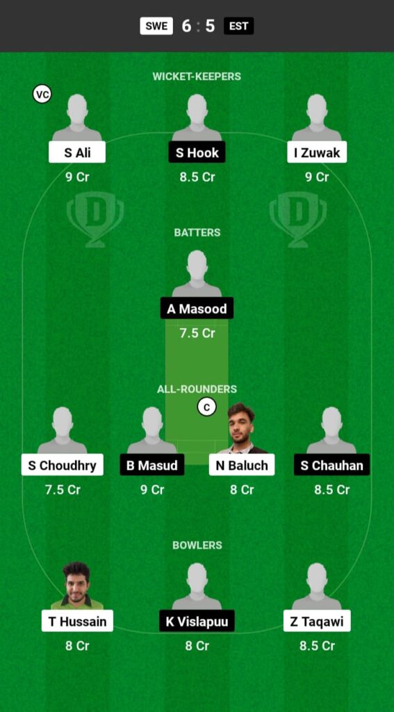 SWE vs EST Dream11