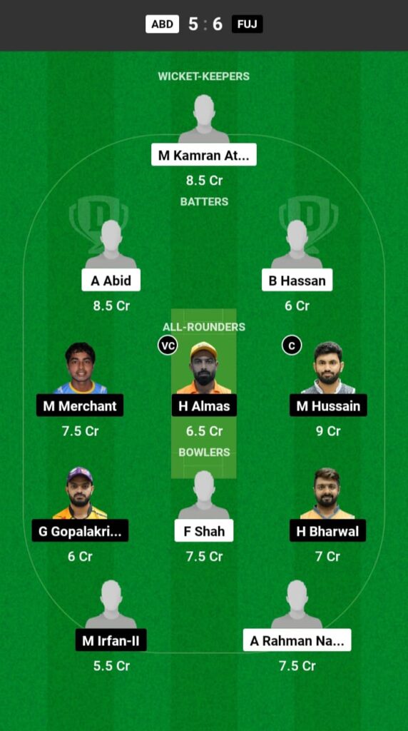 ABD vs FUJ Dream11