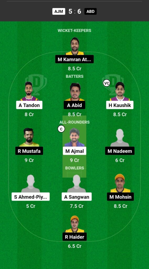 AJM vs ABD Dream11