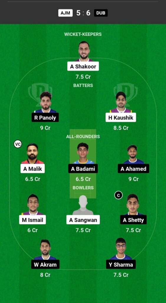 AJM vs DUB Dream11