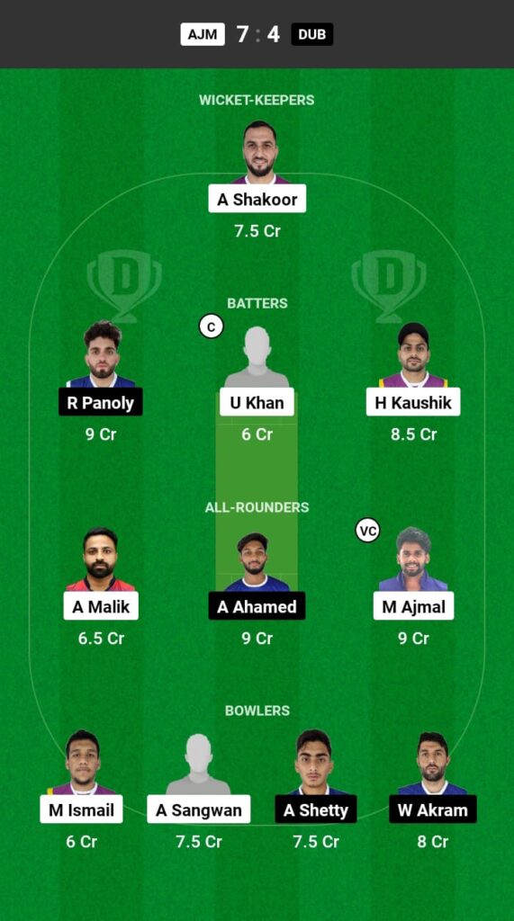 AJM vs DUB Dream11