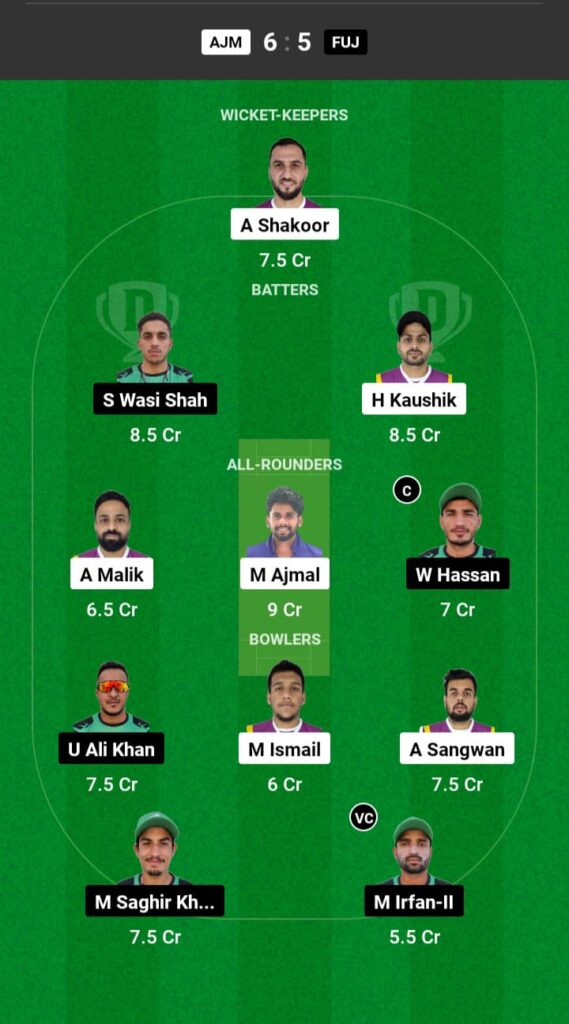 AJM vs FUJ Dream11