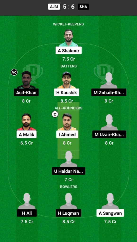 AJM vs SHA Dream11