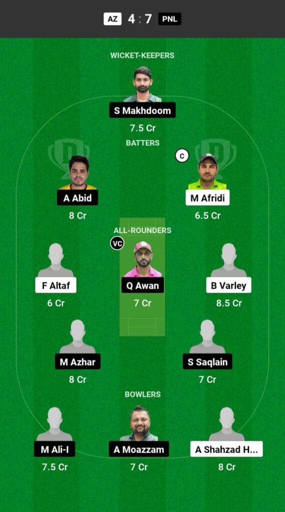 AZ vs PNL Dream11