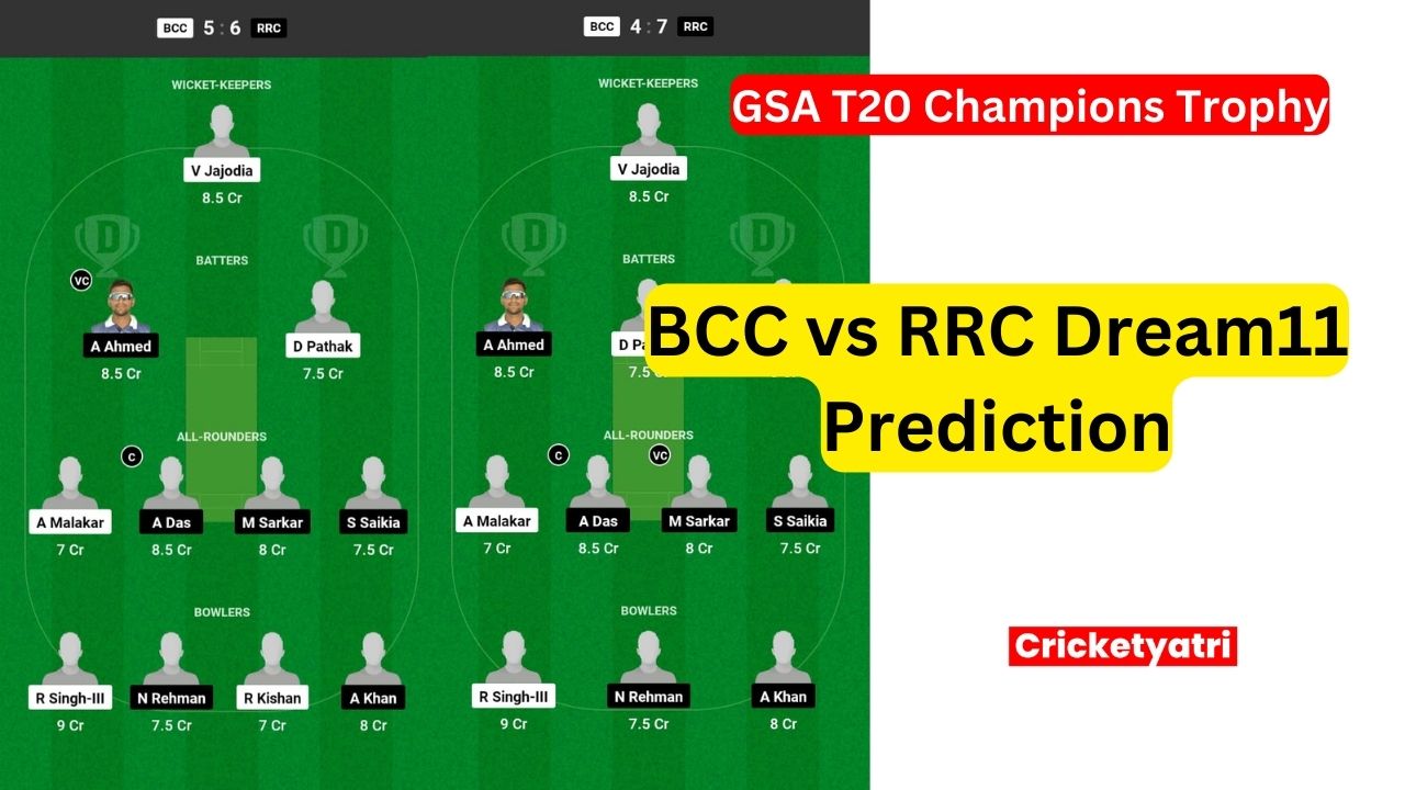 BCC vs RRC Dream11