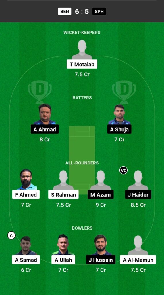 BEN vs SPH Dream11