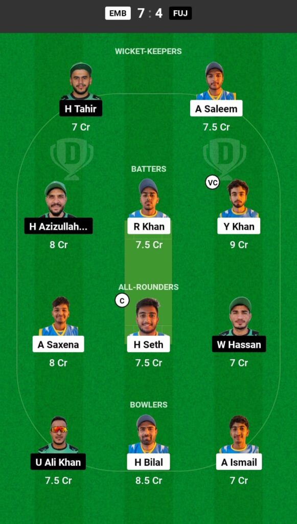 EMB vs FUJ Dream11 