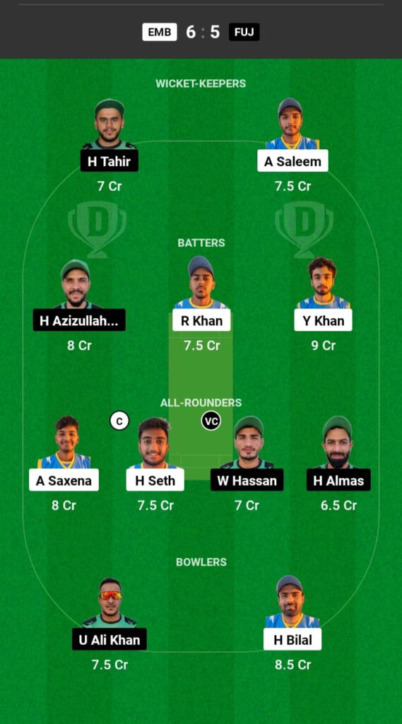 EMB vs FUJ Dream11 