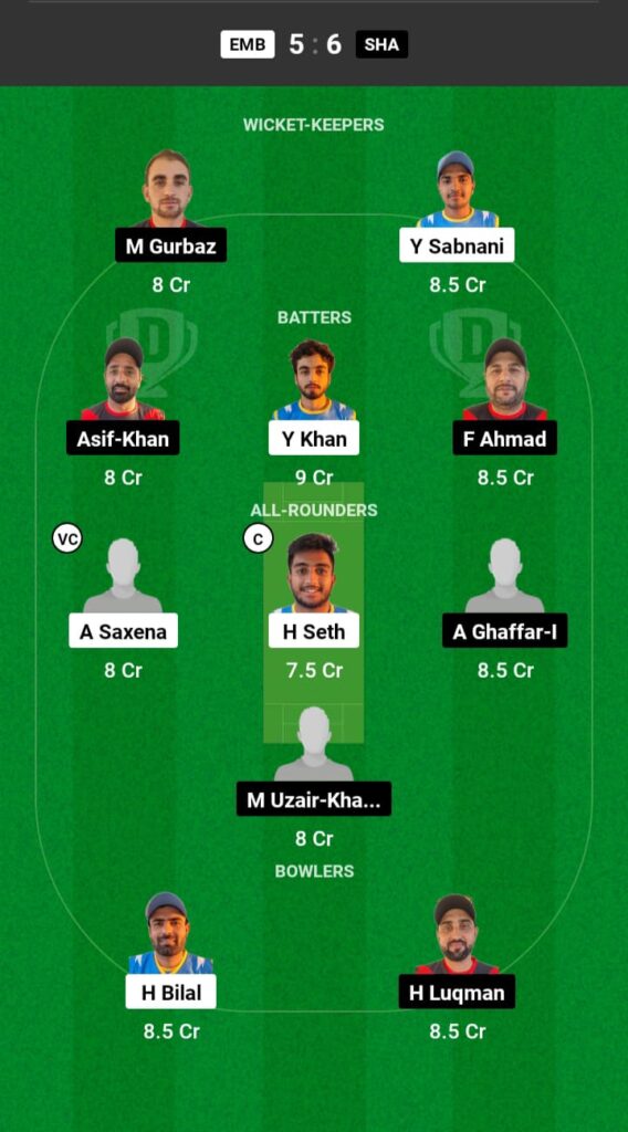 EMB vs SHA Dream11