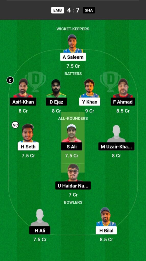 EMB vs SHA Dream11