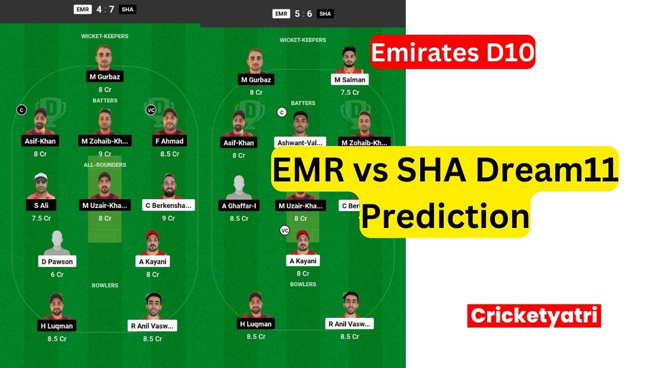 EMR vs SHA Dream11