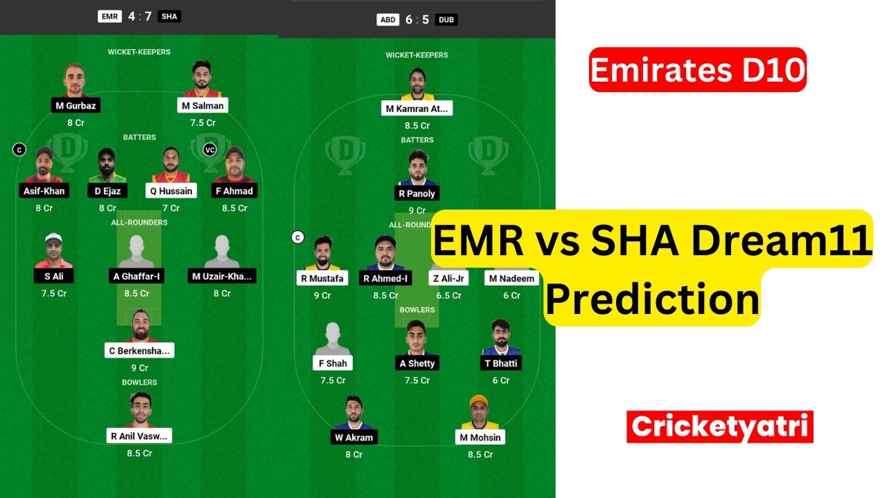 EMR vs SHA Dream11