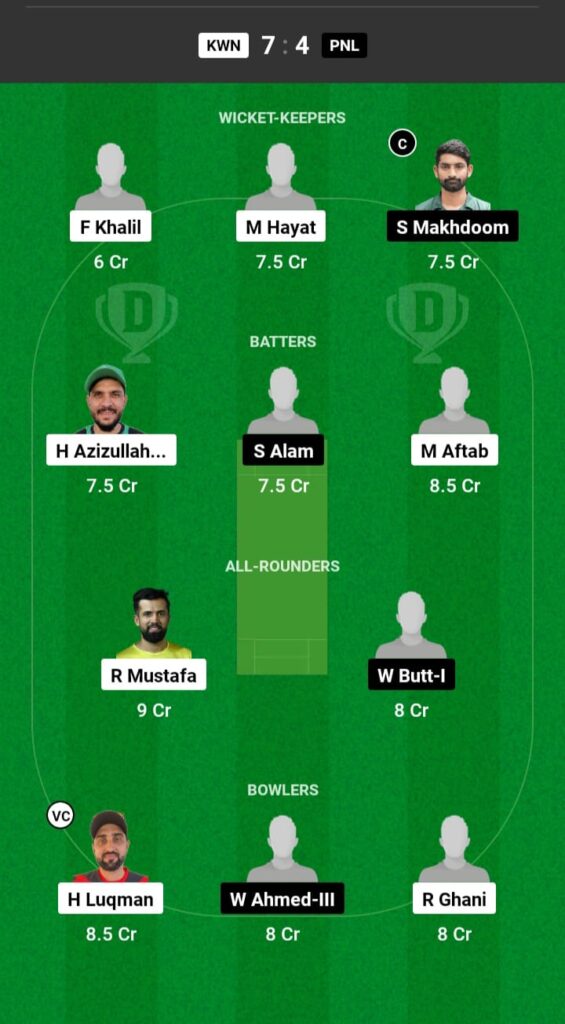 KWN vs PNL Dream11