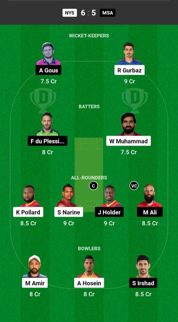 NYS vs MSA Dream11